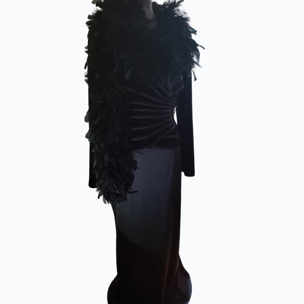 Js Collection Black Velvet And Satin Two Piece - image 4